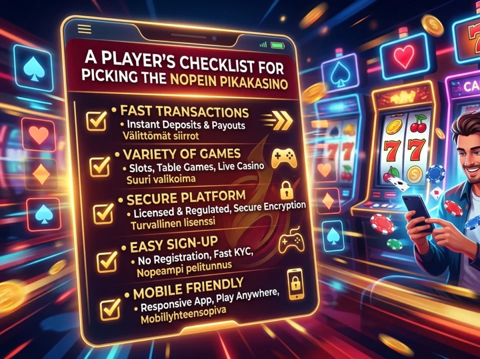 SEO Title: A Player's Checklist for Picking the Nopein Pikakasino Meta Description: Use this practical player's checklist to pick the nopein pikakasino with fast payouts, secure licensing, fair terms, and reliable support every time. A Player's Checklist for Picking the Nopein Pikakasino Speed matters when you play online. You want to deposit in seconds, jump straight into your favorite games, and cash out winnings without waiting days for the money to land. That is exactly why so many players now search for the fastest casino options available. But fast does not always mean good. A quick payout means little if the site is poorly licensed, the terms are unfair, or support disappears the moment you have a problem. This guide gives you a clear, practical checklist for choosing a fast-payout casino that actually delivers. Work through each point before you sign up, and you will avoid most of the common traps. Start With Licensing and Regulation Before you look at payout speeds or bonus offers, check who regulates the casino. A valid license is your first line of protection. It tells you the operator answers to an authority that enforces fair play, secure handling of funds, and responsible gambling rules. Look for licensing from respected bodies such as the Malta Gaming Authority (MGA) or the Estonian Tax and Customs Board, which many fast-payout operators use to serve players across Europe. The license details usually sit in the footer of the site. If you cannot find them, treat that as a warning sign. Checklist item: Confirm the casino holds a license from a recognized regulator. Click the license link to verify it leads to an official registry. Avoid any site that hides or omits its licensing information. Examine Real Payout Speeds The whole point of a fast casino is quick access to your money. Many sites advertise "instant" withdrawals, but the real experience can differ. Some apply hidden review periods, while others only offer instant cashouts on certain payment methods. Pay-and-play casinos that use bank verification systems often process withdrawals in minutes rather than days. These platforms link directly to your bank account, so you skip lengthy registration and document uploads. If you want a reliable comparison of speed-focused operators, you can review a curated list of the nopein pikakasino options to see how leading sites stack up. Checklist item: Check the stated withdrawal time for your preferred payment method. Look for player reviews that confirm payouts match the advertising. Favor casinos that process cashouts in minutes, not business days. Review the Payment Methods Available A fast casino is only fast if it supports payment methods that move money quickly. Bank transfers through open banking, e-wallets, and certain instant payment networks tend to be the quickest. Card payments and traditional transfers can lag behind. Make sure the casino supports a method you already use. Switching to an unfamiliar payment provider just to play adds friction and may introduce extra fees. Checklist item: Confirm your preferred deposit and withdrawal method is supported. Check for any fees attached to transactions. Verify minimum and maximum withdrawal limits suit your play style. Read the Bonus Terms Carefully Welcome bonuses and free spins look attractive, but the conditions attached often decide whether they hold any value. The most important figure is the wagering requirement. This tells you how many times you must bet the bonus amount before you can withdraw any winnings. A requirement of 20x to 30x is reasonable. Anything much higher can make a bonus nearly impossible to clear. Also watch for time limits, maximum bet caps while playing with bonus funds, and game restrictions that exclude your favorite titles. Some fast-payout casinos skip bonuses entirely in favor of quicker, cleaner play. That trade-off suits many experienced players who prefer simplicity over locked-up funds. Checklist item: Read the full wagering requirement before claiming any offer. Note time limits and maximum bet rules. Decide whether the bonus actually fits how you play. Check the Game Selection and Software Providers A great casino pairs speed with a strong library of games. Look for a mix of slots, table games, and live dealer options powered by reputable software studios. Names like NetEnt, Play'n GO, Evolution, and Pragmatic Play signal quality and fair, tested outcomes. A wide selection from trusted providers also tells you the casino has built solid partnerships, which usually points to a stable, well-funded operation. Checklist item: Browse the game library before you deposit. Confirm games come from established, audited providers. Make sure your preferred game types are well represented. Test Customer Support Early You will eventually have a question, whether it concerns a withdrawal, a bonus, or your account. Good support answers quickly and clearly. The best fast casinos offer live chat with short wait times and, ideally, support in your own language. Test it before you commit. Send a simple question and see how long the reply takes and how helpful it is. A slow or scripted response now often predicts frustration later. Checklist item: Confirm live chat or another fast contact method is available. Test response time with a quick question. Check whether support is offered in a language you understand. Confirm Security and Fair Play Speed should never come at the cost of safety. Look for SSL encryption, which protects your personal and financial data during transactions. Most secure sites display a padlock in the browser address bar. Fair play matters just as much. Reputable casinos use random number generators tested by independent agencies such as eCOGRA or iTech Labs. Certification from these bodies confirms that game outcomes are genuinely random and not tilted against you. Checklist item: Verify the site uses SSL encryption. Look for fairness certification from an independent auditor. Read the privacy policy to understand how your data is handled. Look at Responsible Gambling Tools A trustworthy casino takes player welfare seriously. The best sites give you tools to stay in control, including deposit limits, loss limits, cooling-off periods, and self-exclusion options. These features show the operator cares about long-term, healthy play rather than short-term losses. Checklist item: Check for deposit and loss limit settings. Confirm self-exclusion and cooling-off options exist. Look for links to support organizations for problem gambling. Read Independent Reviews and Player Feedback Marketing copy always sounds polished. Real player experiences tell the fuller story. Search for independent reviews and community discussions about any casino on your shortlist. Pay close attention to comments about withdrawal speed, account verification, and how the site handles disputes. A few negative reviews are normal for any business. A pattern of complaints about delayed payouts or frozen accounts is a clear reason to walk away. Checklist item: Read reviews from sources independent of the casino. Watch for recurring complaints, especially about withdrawals. Weigh overall reputation, not just one or two opinions. Test the Mobile Experience Many players gamble from their phones. A fast casino should run smoothly on mobile, whether through a dedicated app or a responsive website. Pages should load quickly, buttons should be easy to tap, and games should perform without lag. Checklist item: Open the casino on your phone before depositing. Check that games and menus work without glitches. Confirm deposits and withdrawals work on mobile. Bringing the Checklist Together Picking the right fast-payout casino comes down to balance. Speed is the headline feature, but it only delivers value when it sits alongside solid licensing, fair terms, strong security, and responsive support. A site that ticks every box on this list gives you quick access to your money and peace of mind every time you play. A Player's Checklist for Picking the Nopein Pikakasino